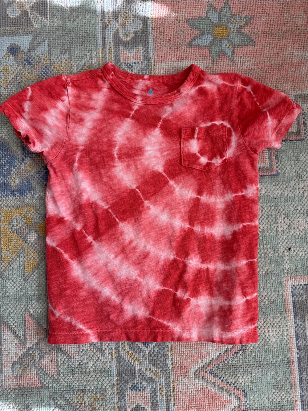J. Crew Kids Red Tie-Dye Short Sleeve Pocket Tee (XS 4-5)